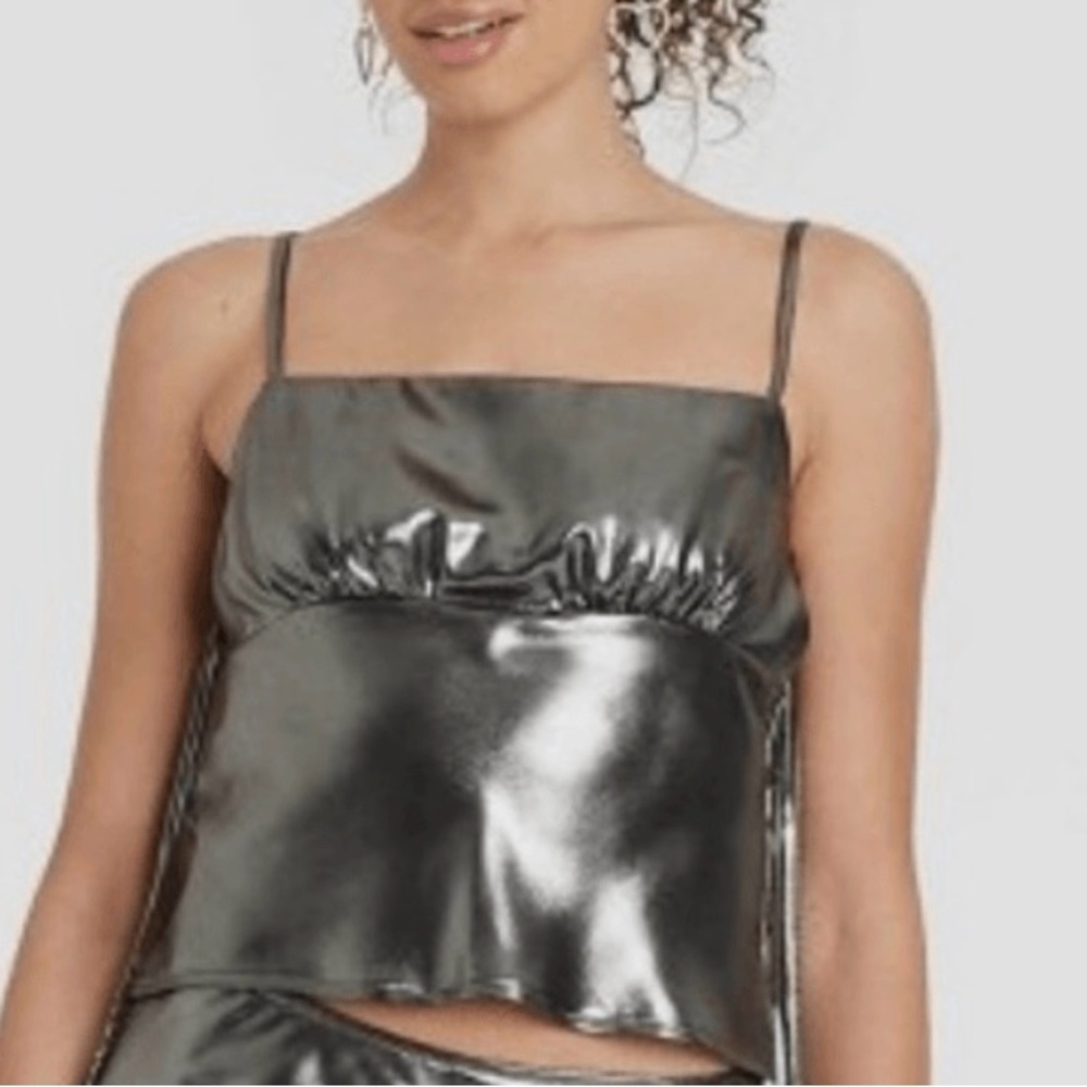 Shiny Metallic Silver Cami Top